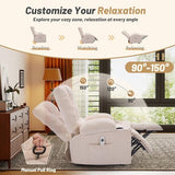 Rocker Recliner Chair with Massage and Heat, Nursery Rocking Chairs for Living Room, Recliner Chair for Adults, Ergonomic Comfy Relining Chair with Cup Holders, USB Charge Port, Side Pockets, Beige
