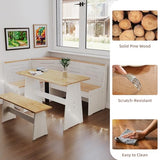 Gracava Breakfast Nook Table Set for Kitchen - White Bench Seating for Dining Room with Space Saving Solid Wood L Shaped Corner Dining Table Set Apartment for 4 to 6 People Gracava