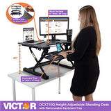 Victor DCX710G High Rise Collection Height Adjustable Standing Desk with Keyboard Tray (Gray) - Sturdy Steel Frame, Dual Lever Release System, 2 Tiered Wooden Work Surface and Keyboard Tray, 31 Inches Victor