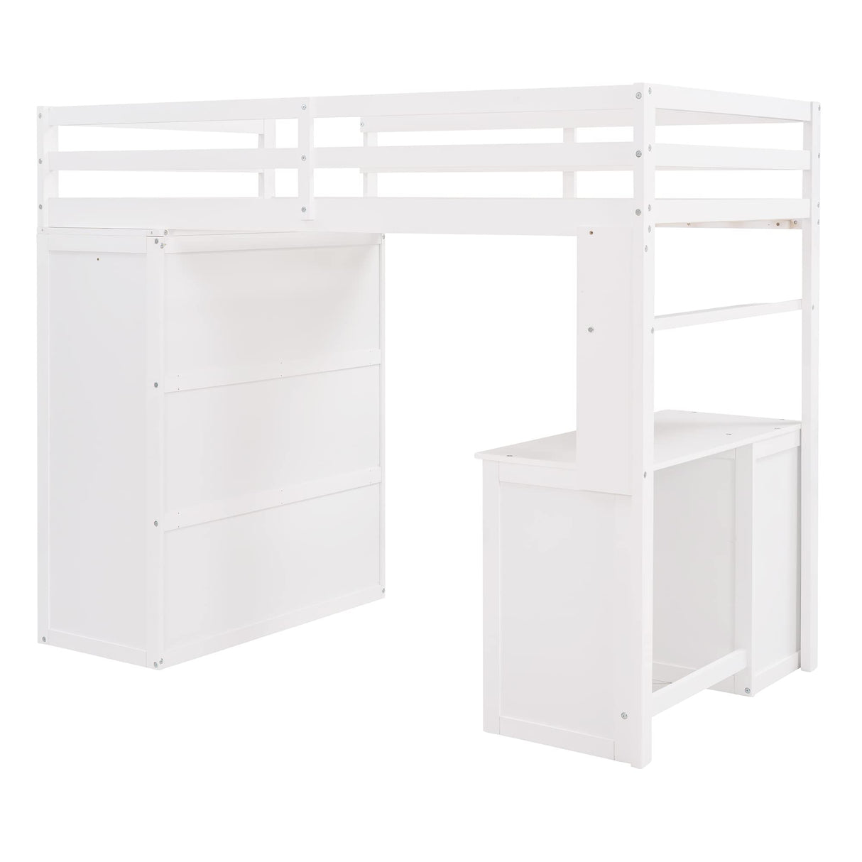 Harper & Bright Designs Twin Size Loft Bed with Wardrobe and Desk, Wooden Twin Loft Bed with Desk and Storage Drawers for Girls Boys Teens,No Box Spring Needed,White Harper & Bright Designs