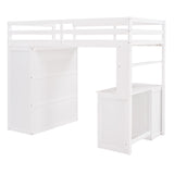 Harper & Bright Designs Twin Size Loft Bed with Wardrobe and Desk, Wooden Twin Loft Bed with Desk and Storage Drawers for Girls Boys Teens,No Box Spring Needed,White Harper & Bright Designs