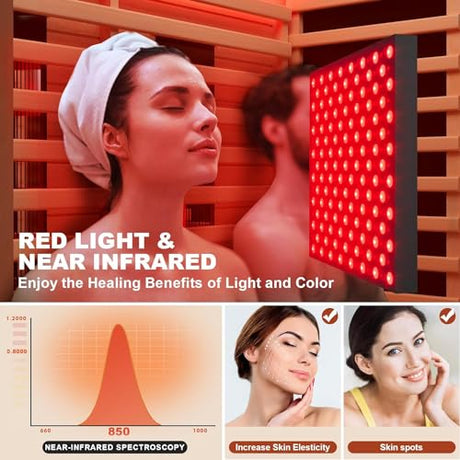 MEISSALIVVE Full Spectrum Sauna for Home, 1-2 Person Infrared Sauna with 7-Color Light Therapy & Bluetooth Speakers, Indoor Dry Heat Sauna with Red Light, Personal Luxury Spa for Home & Gym MEISSALIVVE