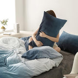 Pureant Gradient White Blue Comforter Sets Full Sky Blue Velvet Bedding White and Blue Gradient Fluffy Blanket Gradient Ombre Flannel Quilt Watercolor Art Bedding Plush Soft Bed Pureant