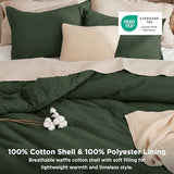 Bedsure Waffle Comforter Set King, Olive Green Soft Bedding, Waffle Weave Bed Set, 3 Pieces, 1 Comforter (104"x90") and 2 Pillow Shams, Cotton Shell and Polyester Lining for All Seasons Bedsure