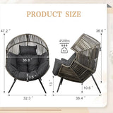 Vongrasig Outdoor Wicker Egg Chair PE Rattan Chair with Cushion, Oversized Patio Lounge Chair for Outdoor, Indoor, Balcony, Backyard, Garden, Black/Rattan Vongrasig