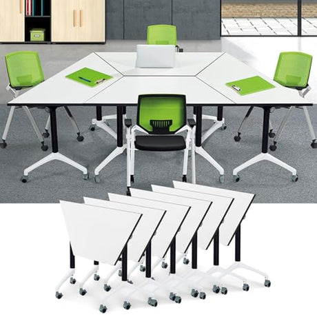 Folding Conference Room Tables,Modular Conference Table for Meeting Rooms,Mobile Portable Training Table with Locked Wheels,Flip Top Rolling Meeting Rooms Table Stackable Seminar Tables for Office Relgix