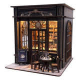 Coffee Shop Book Nook Kit, DIY Miniature House Kit with Led Light for Adult and Teens, 3D Wooden Puzzles Book Nook, Tiny House, Gifts for Family and Friends (with Assembly Manual)