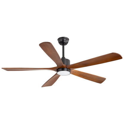 60 inch Outdoor Ceiling Fans for Patios, Natural Solid Wood 60 inch Ceiling Fan with Light, 6 Speeds Quiet Reversible & 3-Color Light, Modern Ceiling Fan for Kitchen, Bedroom, Patio - WoodArtSupply