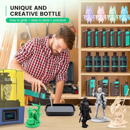 SUNLU Upgraded 2KG Standard 3D Printer Resin, 405nm UV-Curing Resin LCD/DLP/SLA 3D Printers, High Compatibility 3D Printer Resin, 2000g Grey