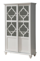 Kings Brand Furniture- Halswelle 2-Door White Curio Bookcase Cabinet with Glass Doors Kings Brand Furniture