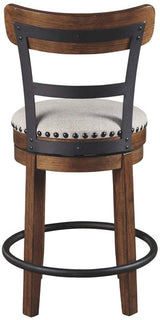 Signature Design by Ashley Valebeck Rustic Farmhouse 24.5” Counter Height Swivel Bar Stool, Brown Signature Design by Ashley