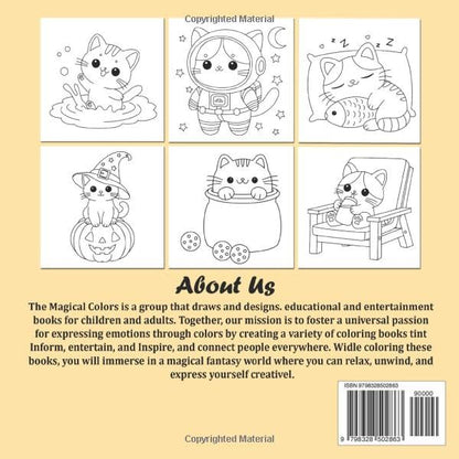 Cute Cats - Bold and Easy Coloring Book: 50 Fan & Simple Large Print Designs for Adults, Seniors and Kids to Relaxation (Simple Coloring Book)