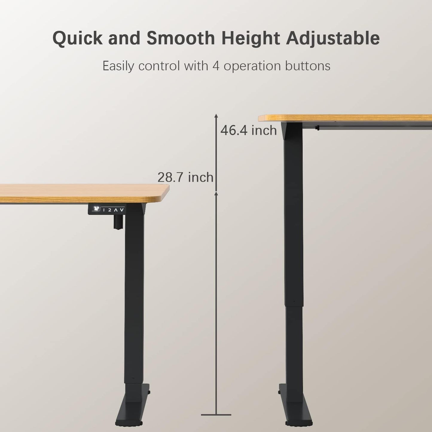 Furmax Electric Height Adjustable Standing Desk Large 48 x 24 Inches Sit Stand up Desk Home Office Computer Desk Memory Preset with T-Shaped Metal Bracket, Maple - WoodArtSupply