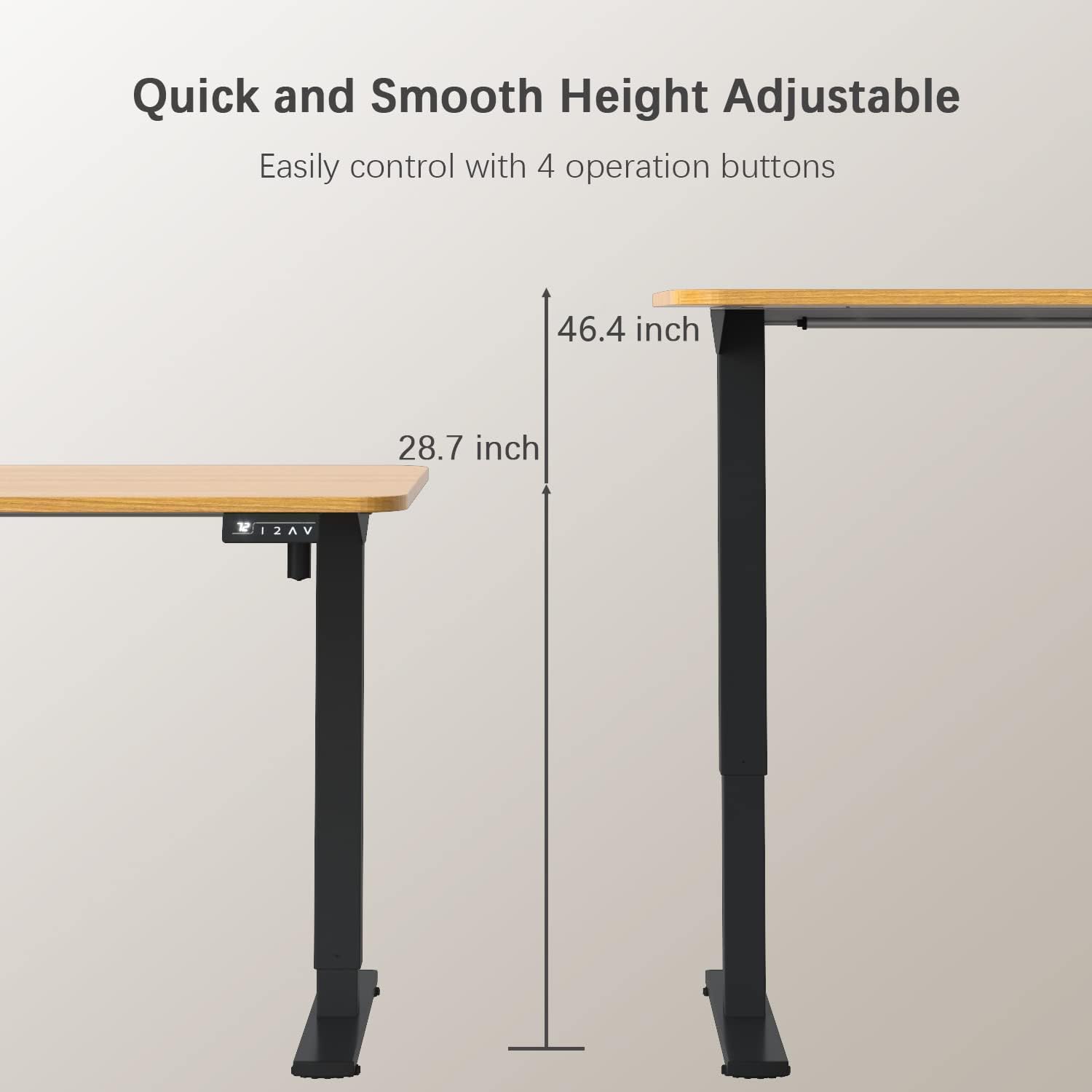 Furmax Electric Height Adjustable Standing Desk Large 48 x 24 Inches Sit Stand up Desk Home Office Computer Desk Memory Preset with T-Shaped Metal Bracket, Maple - WoodArtSupply