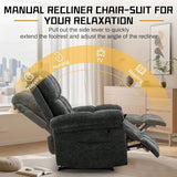 Korser Recliner Chair, Living Room Recliner Chairs for Adults, Small Recliners for Small Spaces, Upholstered Manual Recliner with Side Pockets, Modern Nursery Chair for Living Room, Chenille, Black