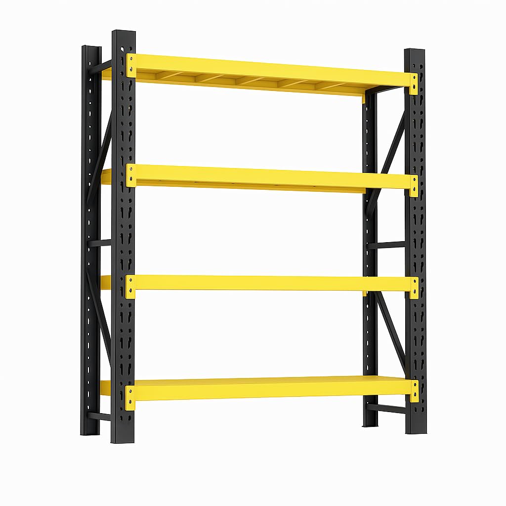 Storage Shelves Heavy Duty, Metal Garage Shelving Units, 4 Tier Storage Rack Shelf, Steel Industrial Shelving, Adjustable Standing Shelf for Basement/Warehouse Yellow and Black, W41.34*D19.69*H78.74 Generic