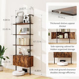 CAMOAT 70" Tall Bookshelf with Cabinet,Wall Mounted Bookcase with Shelves & Storage,Blanket Ladder&Bathroom Wall Shelf,Open Industrial Shelf,4-Tier Display Rack for Living Room,Bedroom,Home Office CAMOAT