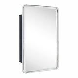 TEHOME Farmhouse Chrome Metal Framed Recessed Bathroom Medicine Cabinet with Mirror Rounded Rectangle Medicine Cabinet with Beveled Mirror, 16x24'' TEHOME
