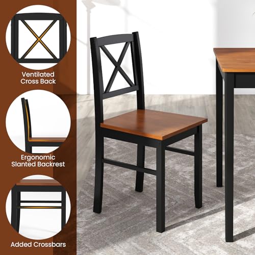 Giantex 5-Piece Dining Table Set for 4, Rectangular Kitchen Table & 4 Chairs with Rubber Wood Legs, Cross Backrest, Space-Saving Mid Century Modern Dinette Set for Dining Room, Breakfast Nook, Dinner Giantex