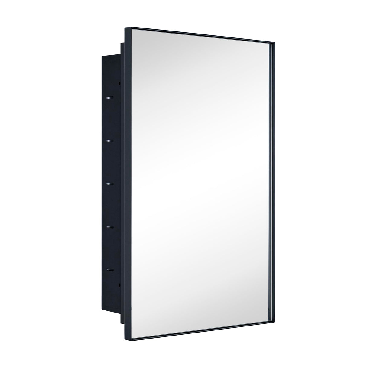 TEHOME Recessed Mount 16x26'' Squared Rectangle Matt Black Bathroom Medicine Cabinet with Mirror Black Metal Framed Rectanglular Medicine Cabinet 2 Adjustable Glass Shelves TEHOME