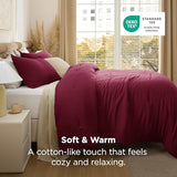 Bedsure Full Comforter Set, Dark Red Soft Prewashed Bedding for All Seasons, 3 Pieces GentleSoft™ Bed Set, 1 Lightweight Comforter (82"x86") and 2 Pillowcases (20"x26") Bedsure
