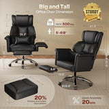 Ergonomic Office Chair with Footrest, Criss Cross Legged Desk Chair with Flip-Up Arms, Wider Thicker Spring Seat, Lumbar Pillow, Pet-Friendly, 500LBS Big and Tall Heavy-Duty Executive Leather Chair SUNNOW