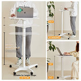 HAOOAH 47" Mobile Standing Desk(26" W*19.3" D), Adjustable Height Laptop Desk, Pneumatic Desk with Gas Spring Riser, Podium for Home, Office，Classroom，Medical, (29" to 46.9" H) (White) HAOOAH