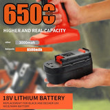 Bakipante 2Pack 6.5Ah 18V Lithium Battery HPB18 Replacement for Black and Decker 18Volt Firestorm HPB18-OPE 244760-00 A1718 FS18FL FSB18 Battery with Charger 90556254-01 Bakipante