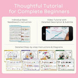Embroidery Kit for Beginners, 4 Sets Cat Embroidery Kits, Needle Point Kits for Adults Beginner, with Full Package Embroidery Supplies, Detailed Easy-to-Follow Instructions, Gift for DIY Lovers
