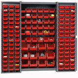 Global Industrial Bin Cabinet with 144 Red Bins, 38x24x72, Assembled Global Industrial