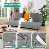 YEMYHOM Futon Cover Latest Jacquard Design High Stretch Armless Sofa Bed Slipcover Anti-Slip Furniture Protector with Elastic Bottom (Futon, Light Gray) YEMYHOM
