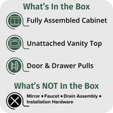 Spring Mill Cabinets Nixie 18 Inch Bathroom Vanity with White Single Sink Top, 1-Door Cabinet, 1 Drawer, 18.5" W x 16.75" D x 34.38" H, White Washed Oak Spring Mill Cabinets