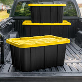 Sterilite 6-Pack Industrial Tote, Plastic Storage Container Bins with Lids, 27 Gallon - Heavy-Duty Organizing Containers for Closet, Bathroom, and Office Sterilite