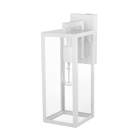 Globe Electric 44836 Bowery 1-Light Outdoor Indoor Wall Sconce, Matte White, Clear Glass Shade, Bulb Not Included Globe Electric