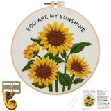 Nuberlic Sunflower Embroidery Kit for Beginners -Adults Starter Cross Stitch Kit DIY Needlepoint with Hoop, Pre-Printed Fabric, Threads & Step-by-Step Guide
