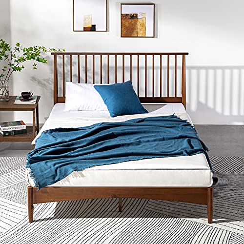 ZINUS Linda Mid Century Wood Platform Bed Frame / Solid Wood Foundation / Wood Slat Support / No Box Spring Needed / Easy Assembly, King,Brown