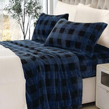 Elegant Comfort Luxuriously Soft 4-Piece Velvet Plush Flannel Sheet Set - Premium Quality - Cozy Warm, Anti-Static, Non Pilling Fuzzy Velvet Flannel Fleece Deep Pocket Sheet Set - Queen, Buffalo Blue Elegant Comfort