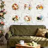 BEUNITONE 6 Set Varieties Cat and Flowers Embroidery Kit for Adults Beginners, Pre-Stamped Pattern Needlepoint Kits with Hoop, Tools, Instruction, Hand Embroidery Kits for Gifts, Fabric and Home Decor