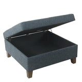 HomePop Home Decor | Luxury Square 32” Storage Ottoman with Lift Off Lid | Ottoman with Storage for Living Room & Bedroom, Navy HomePop