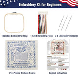 US 250th Anniversary Embroidery Kit, Patriotic Cross Stitch Kits, DIY Embroidery Kits for Adults with 1776-2026 Flag Pattern, 20cm Hoop, Threads, Needles & Instructions for Veterans Military Fans