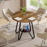 Tribesigns 31.5" Round Wooden Conference Table, Small Meeting Table for 4 People, Compact Office Table for Small Spaces, 31.5" W x 31.5" D x 29.5" H Tribesigns