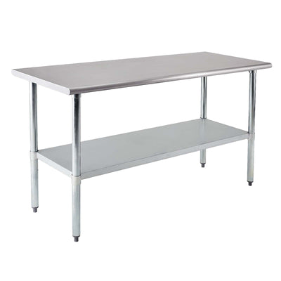Profeeshaw Stainless Steel Prep Table 60x24 Inch NSF Commercial Work Table with Undershelf Heavy Duty Table for Kitchen Restaurant Home Hotel