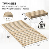 DoCred Solid Pine Wood Foldable Slatted Bed, Japanese Floor Bed Frame Moisture-Proof, Beds Plate for Japanese Floor Futon Mattress, Guest Tatami Mat, Floor Sleep Bedding,Twin DoCred