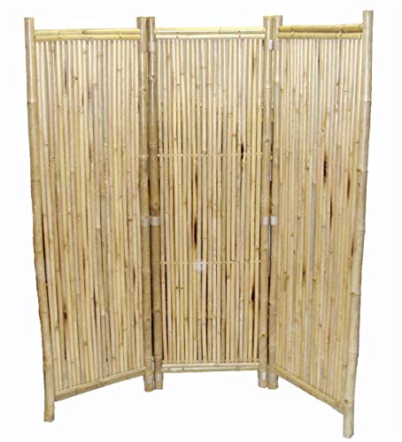 Bamboo Luxury 3 Panel Screen SM Round Sticks Bamboo