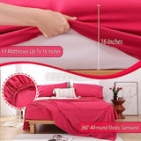 Whitney Home Textile Twin Sheet Set - 3 Piece Bed Sheets for Twin Size Bed, Luxury Soft Breathable Microfiber, Extra Deep Pocket, Bedding Sheets & Pillowcase, Wrinkle Free Oeko-Tex, Magenta Whitney Home Textile