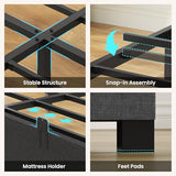 BTHFST Twin Size Bed Frame with 2 Large Storage Drawers, Metal Platform Twin Bed for Kids, Heavy Duty Steel Slats, No Box Spring Needed, Easy Assembly, Dark Grey & Black BTHFST