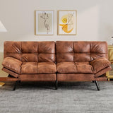 Erdoru Convertible Futon Sofa Bed,Faux Leather Futon Couch,Memory Foam Futons Bed,Small Splitback Modern Loveseat Sleeper Sofa for Living Room,Office,Apartment,Brown Erdoru