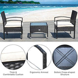 Tangkula 3 PCS Patio Wicker Rattan Furniture Set, Rattan Chair with Coffee Table, High Load Bearing Chair Conversation Sets for Patio Garden Lawn Backyard Pool (Black) Tangkula