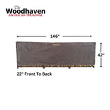 Woodhaven 12 Foot Waterproof Full Cover - Covers 3/4 Cord Outdoor Firewood Rack - Reinforced Vinyl With Velcro Straps - Keeps Logs Dry (Brown) Woodhaven