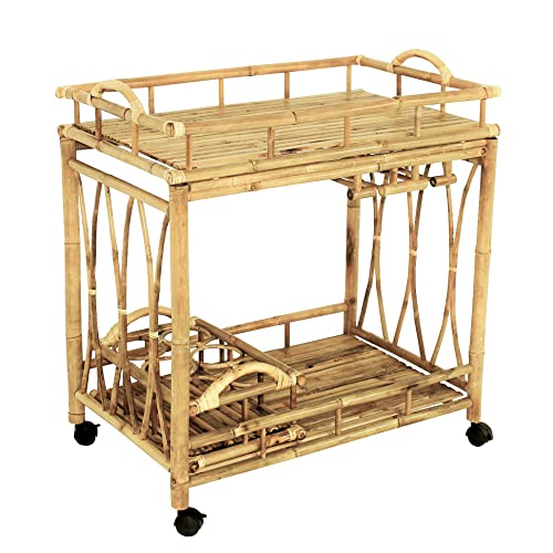Statra Zew Bamboo Wheeled Serving Cart Wine Natural Statra